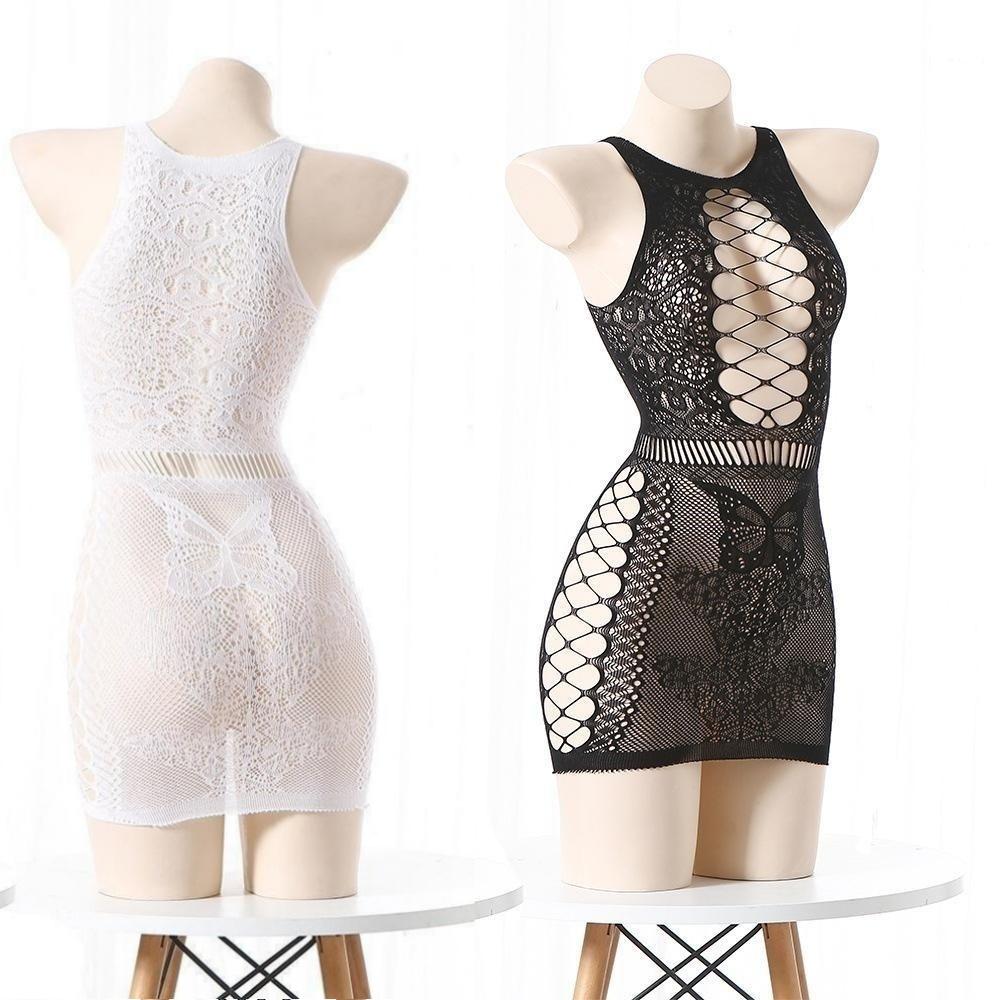 Plus Large Size Erotic Lingerie Long Sleeve Teddy Bodysuits Bodystockings Dress Women Sexy Fishnet Teddies Crotchless Body Suit