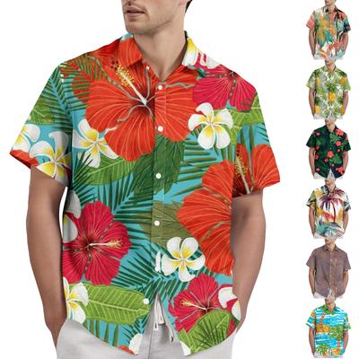 Hawaiian Print - Men's Casual Short Sleeved Shirt