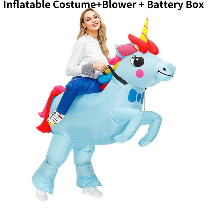Blue Unicorn Inflatable Costumes Adults Child Christmas Halloween Dress Gift Up