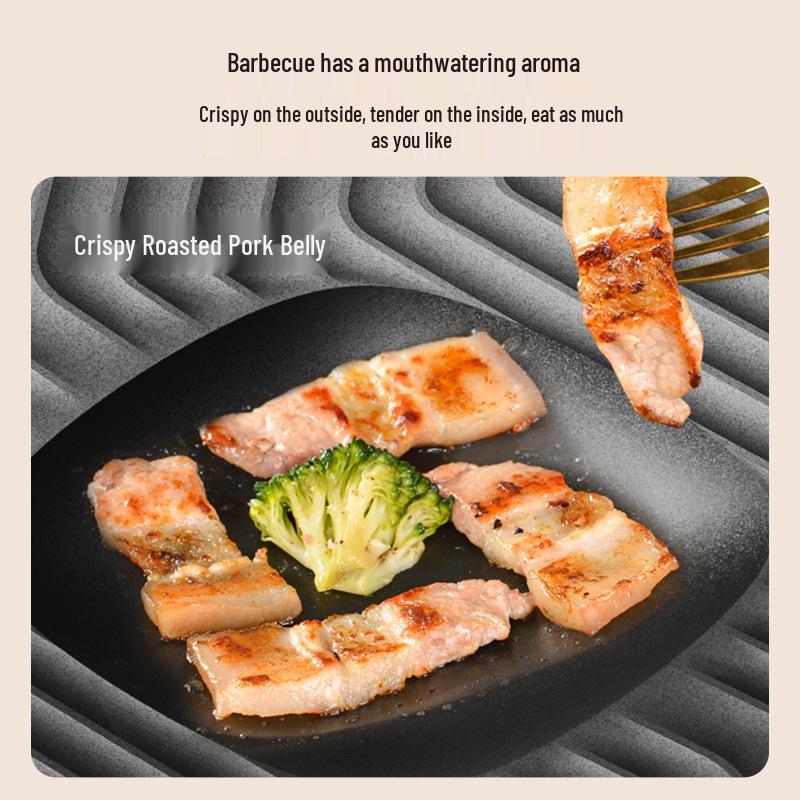 Smokeless Electric Grill Pan with Non-stick Coating, Large Capacity, Milky White