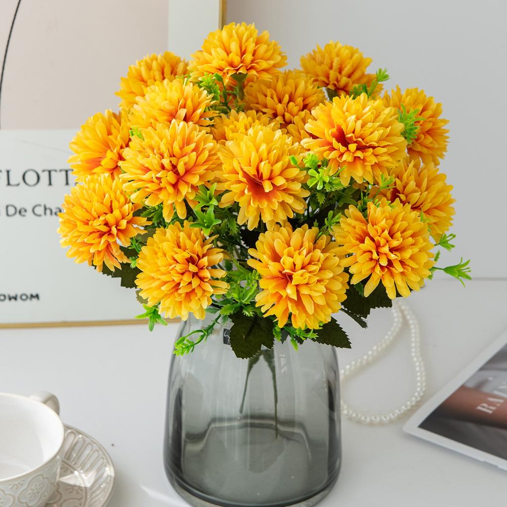Artificial Flowers Silk Ball Chrysanthemum Home Room Table Wedding Bridal Bouquet Decor Valentine's Outdoor Garden Yard DIY Gift