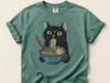 Black Cat Ramen T-Shirt, Funny Greedy Cat Eating Noodles Tee, Cute Foodie Kitty Shirt, Anime Style Meme Graphic Comfort Colors