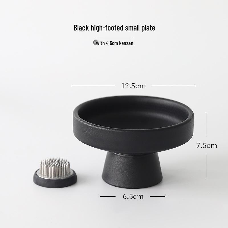 Exquisite High-Footed Ceramic Plate for Zen Tea Ceremony and Flower Display