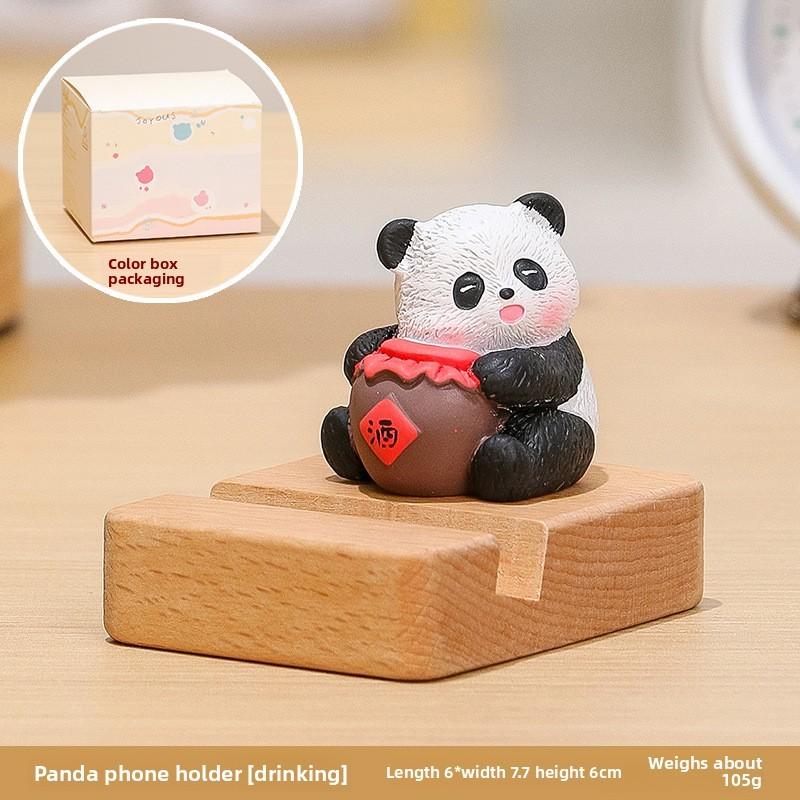 Panda Phone Stand Cute Resin Desk Accessory For Office Gifts And Home Decor