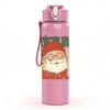 1PC Merry Christmas Santa Grunge Art 750ml Color Plastic Sports Water Bottle Leakproof Flip Straw Lid Suitable for Sports Office Home Use