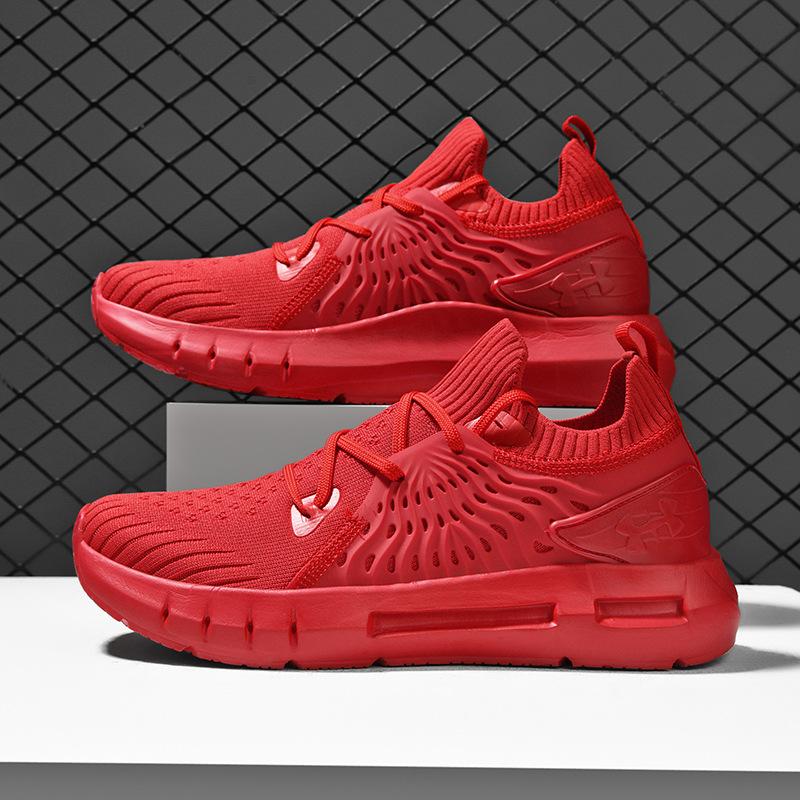 

Летающие тканые дышащие носки обувь уличная легкая спортивная беговая обувь высокий верх весна и осень шнуровка повседневная обувь 45 красный