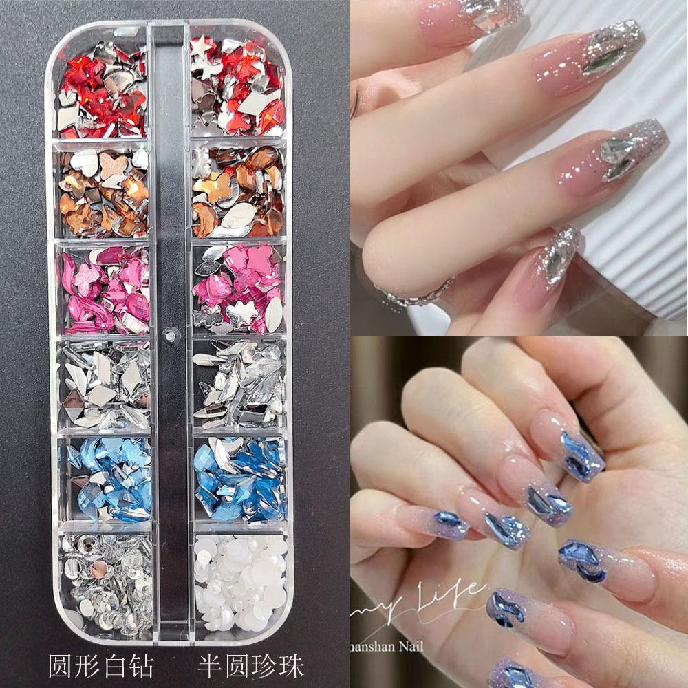 Nail Art Accessories Mini Nail Drills Color Special-Shaped Flat Bottom Drills White Pink Champagne Super Flash Nail Accessories