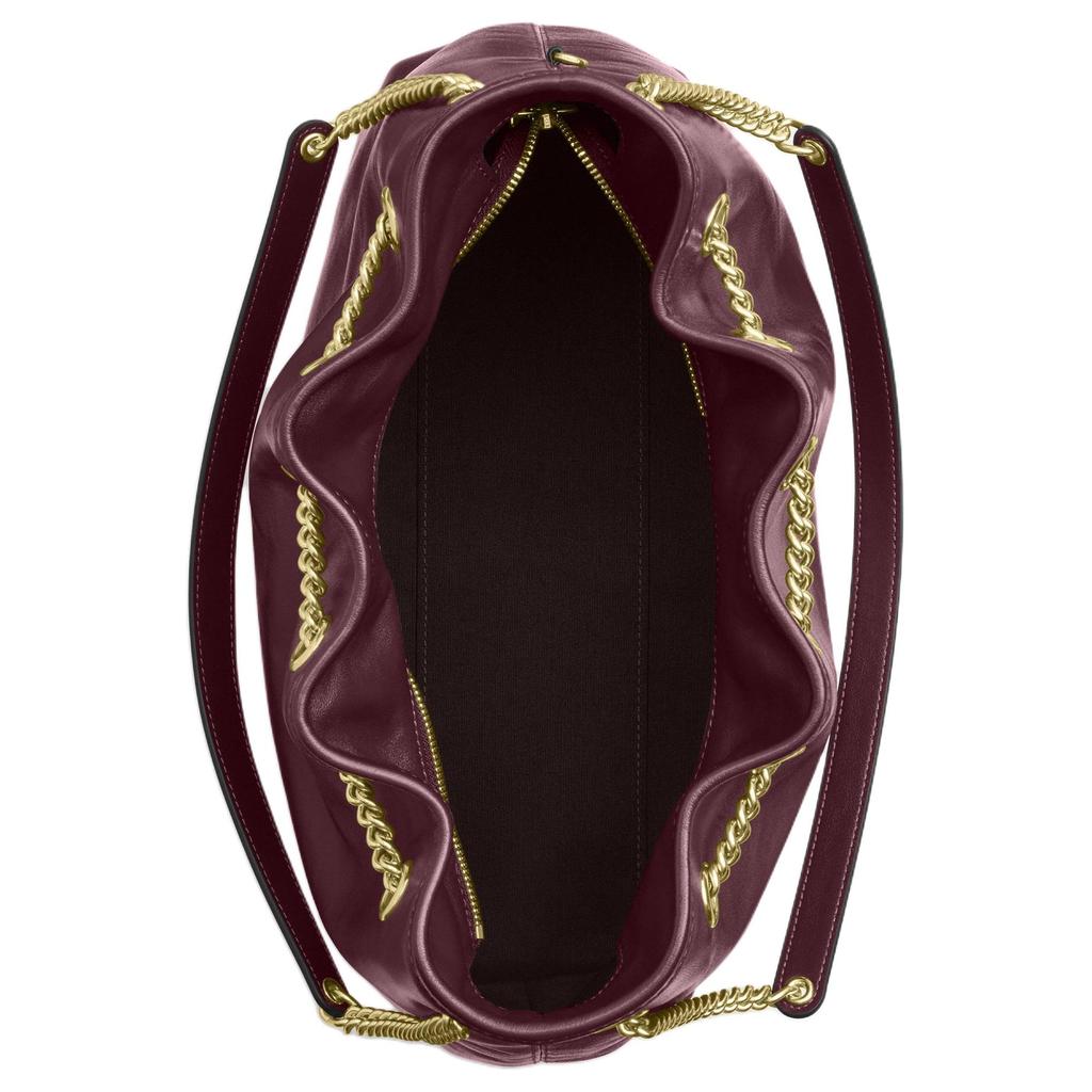 Coach Evelyn 34 Gold Buckle Leather Shoulder Bag Large Women Shoulder Bag Burgundy CCZ79-IMORX