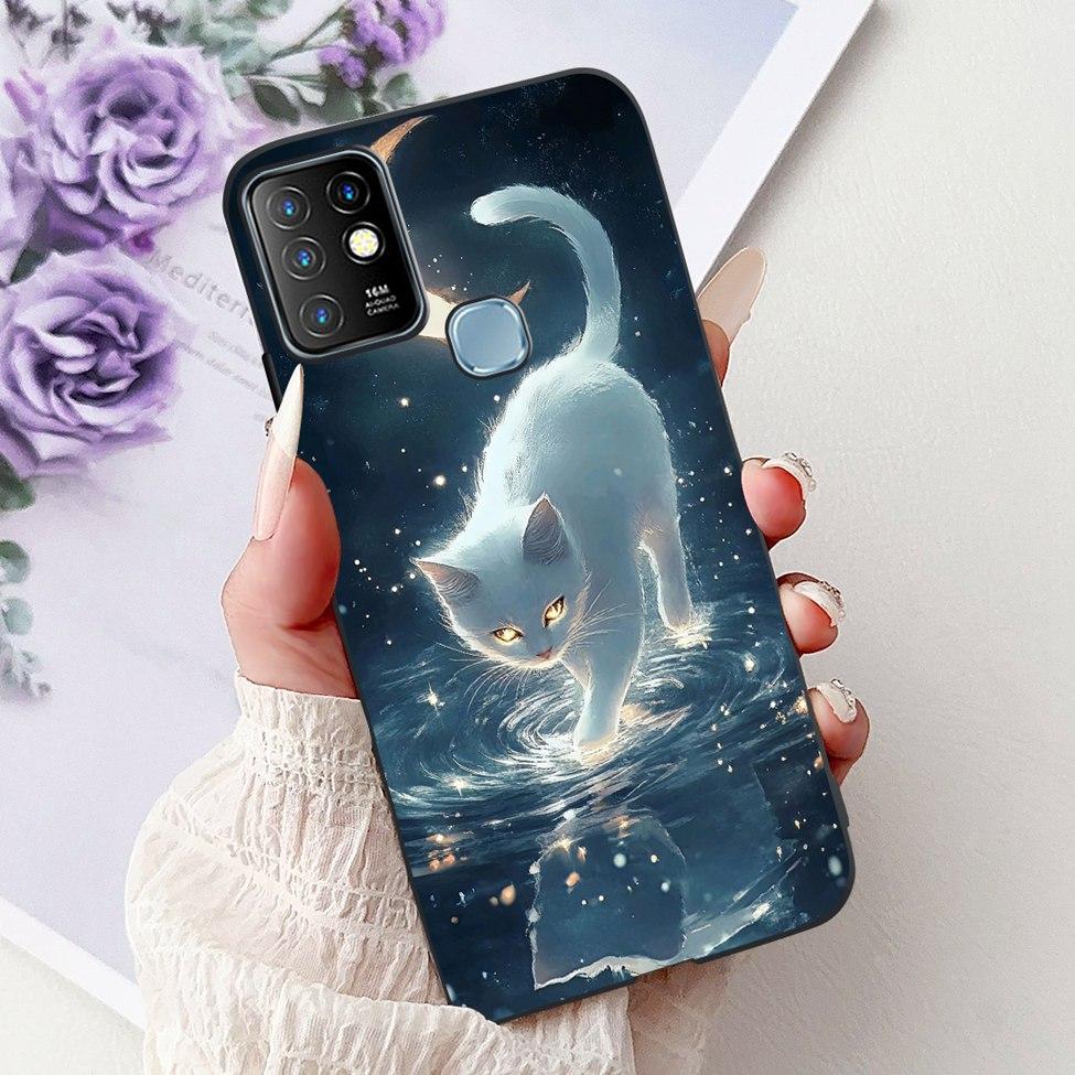 For Infinix Hot 10 Case Silicone Cute Cat Fashion Flowers Luxury Painted Back Cover For Inifnix Hot 10 Phone Case X682B X682C