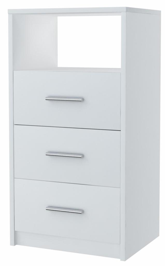 Comodino Armadietto 3So Bianco 40Cm Cassetti Cassettiera Scaffale