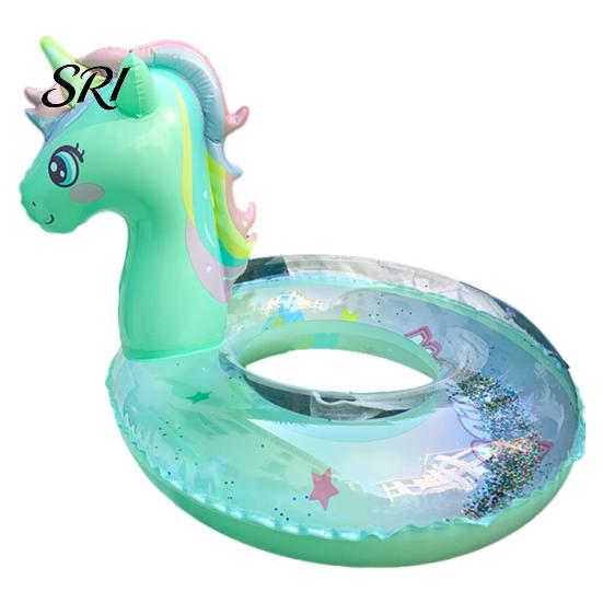 Cartoon Horse Swimming Ring Swim with Seat Handle Kids Inflatable Thickened Float PVC Summer Pool Tube Toy Leak-proof