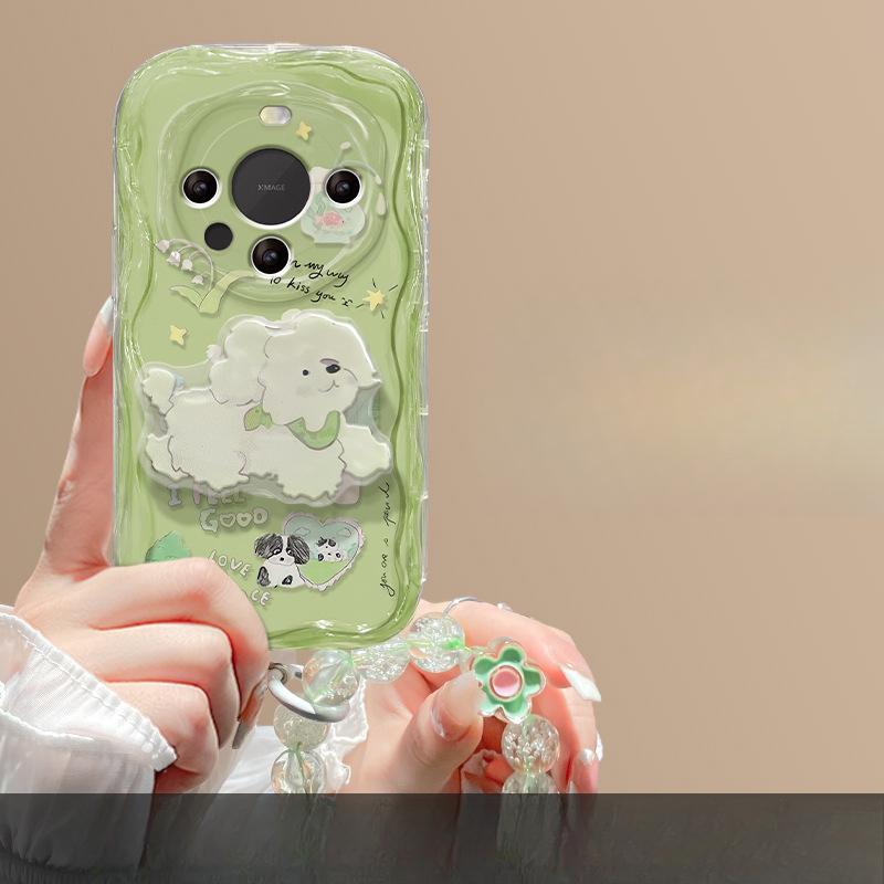Suitable for Huawei Mate60Pro Mobile Phone Case Nova12 Summer Fresh Puppy Bracket Chain Honor 100 Transparent