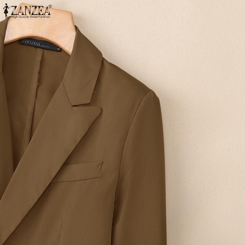 ZANZEA Damen Freizeit Revers Langarm Dünne Strickjacke Tops