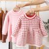 Baby Winter Foreign Style Hedging Dress Princess Dress Baby sweter z dzianiny dziewczyny zimowy imitacja norek sweter z polaru