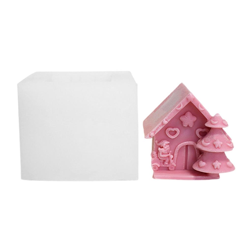 Christmas House Candle Mold Christmas House Plaster Silicone Resin Mold House Shape Silicone Mold Christmas Tree Easy Demolding