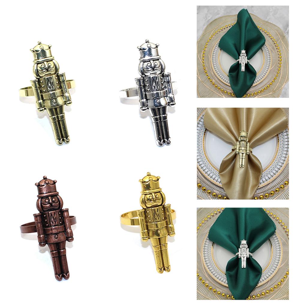 6 Stück Weihnachtsdekoration Nussknacker Serviettenringe Halter für Neujahr Hochzeit Zuhause Weihnachtsfeier Tischdeko Zubehör