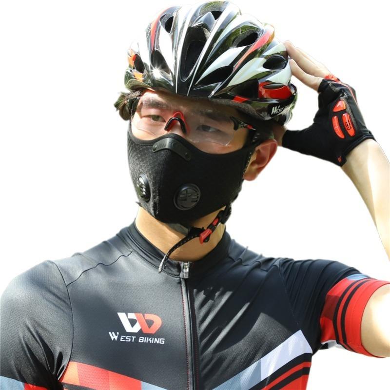 Cycling Face Mask with Activated Carbon Filter Anti Pollution Dust Proof Bicycle Mask Washable Breathable Outdoor Sport Training
