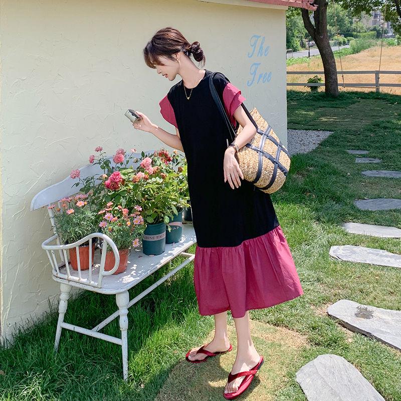 

Plus Size Patchwork Fishtail Maxi Dress - Tummy Control, Short Sleeve, Summer Style L (90-120 lbs)