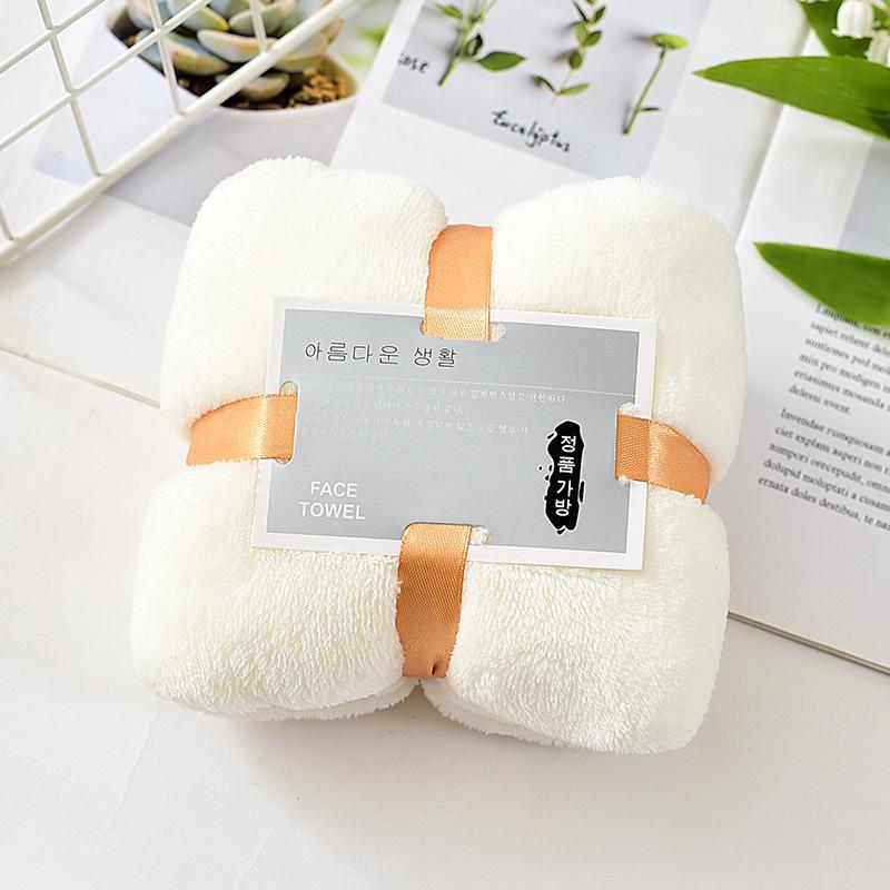 Coral Fleece Ribbon Square Towel - Wedding Souvenir Gift