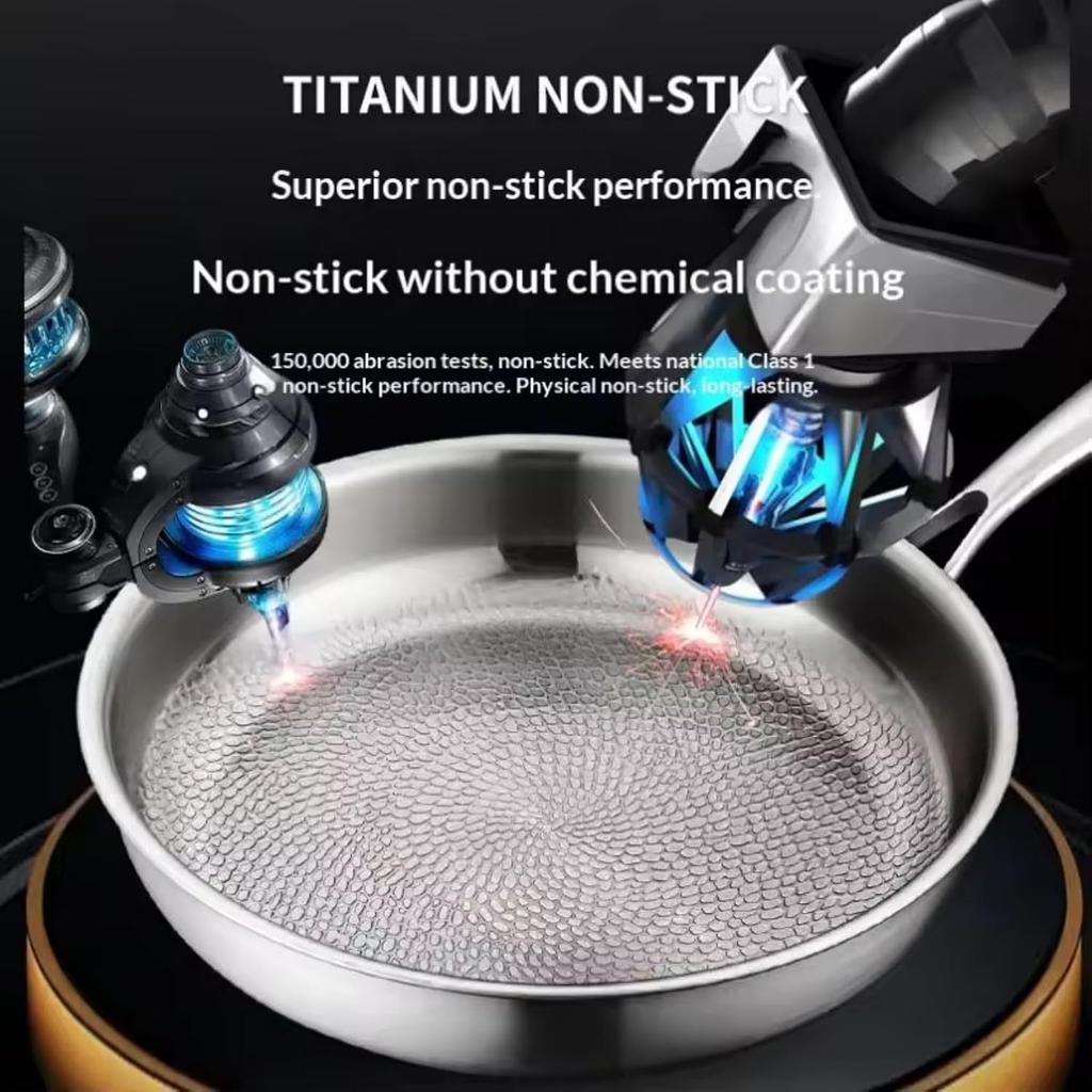 12 Inch Hammered Titanium Frying Pan Pure Titanium Skillet With Lid Oven & Dishwasher Safe Cookware