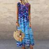 Women Boho Summer  Sleeveless Sling Printed Casual  Loose Long Dress