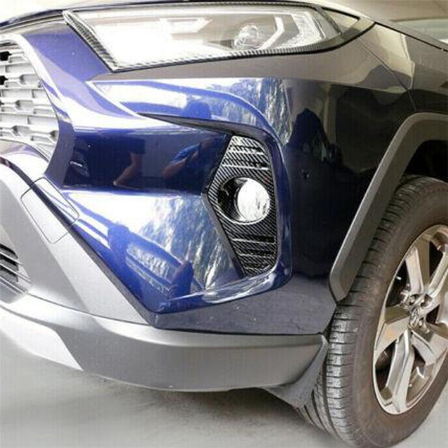 2*Carbon Fiber Color ABS Front Fog Light Lamp Cover Trim Fit For Toyota Rav4 2019-2021