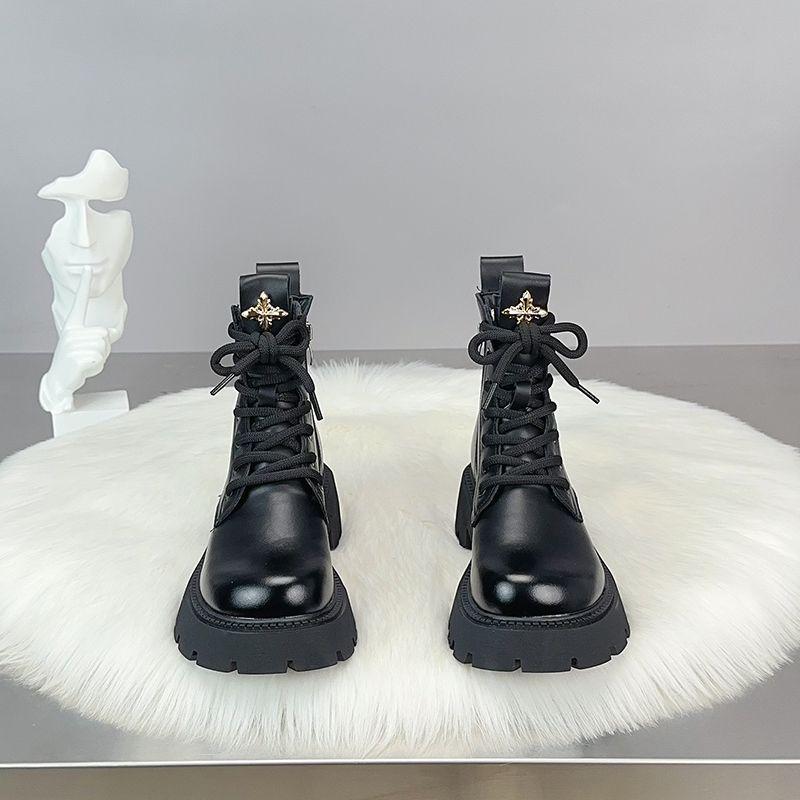 

Женские нескользящие ботинки Мартин: На толстой подошве, на бархатной подкладке, универсальный британский стиль для осени/зимы 2025. 35