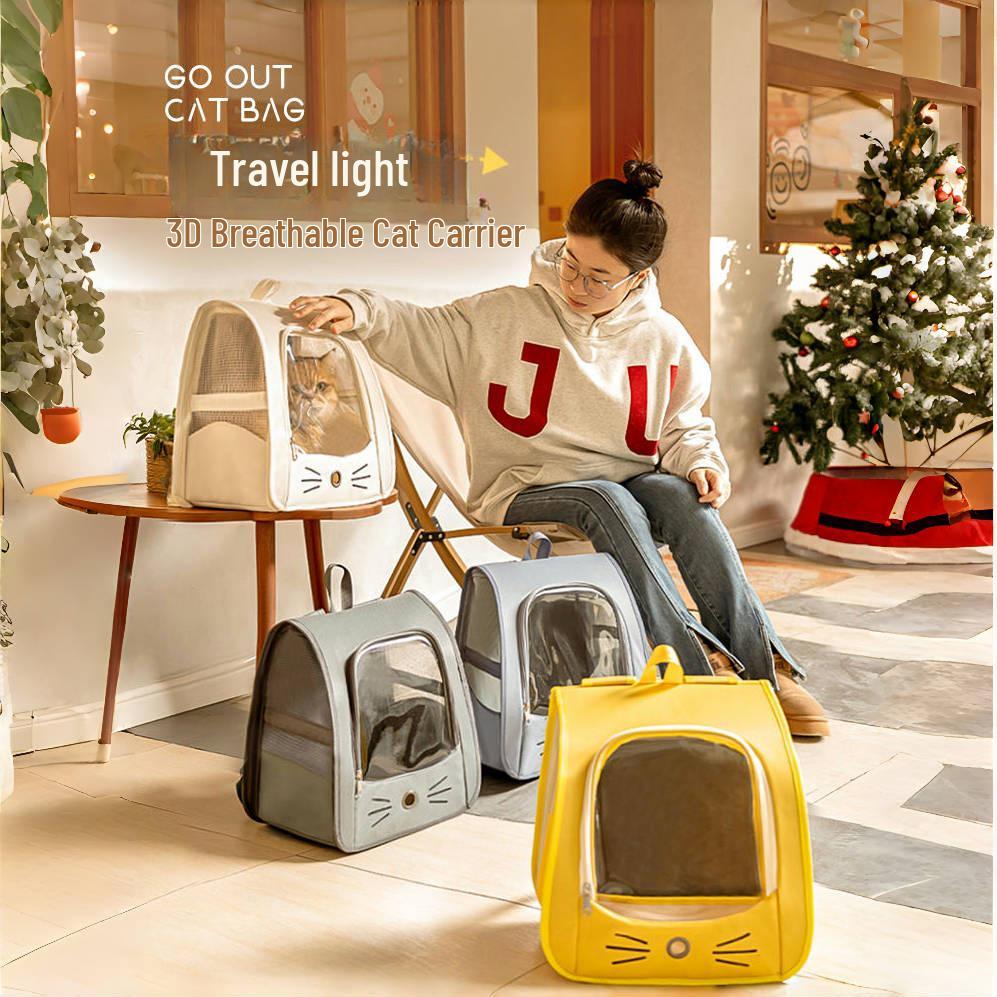 Travel Cat Backpack: Multifunctional, Foldable, Soothing, Anti-Scratch Double Shoulder Bag with Pet Compartment