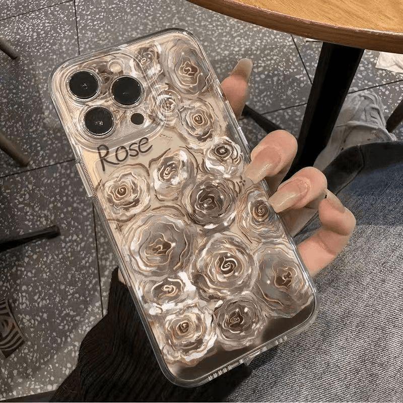 Full Screen Crystal Rose Soft Case for Apple iPhone 17 Pro Max/16/15/14