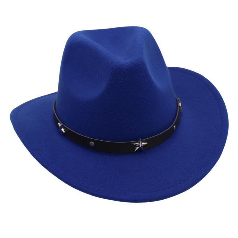 Fashion Cowboy Hat Black Bowler Hat Jazz Hat English Vintage Felt Hat Knight Hat