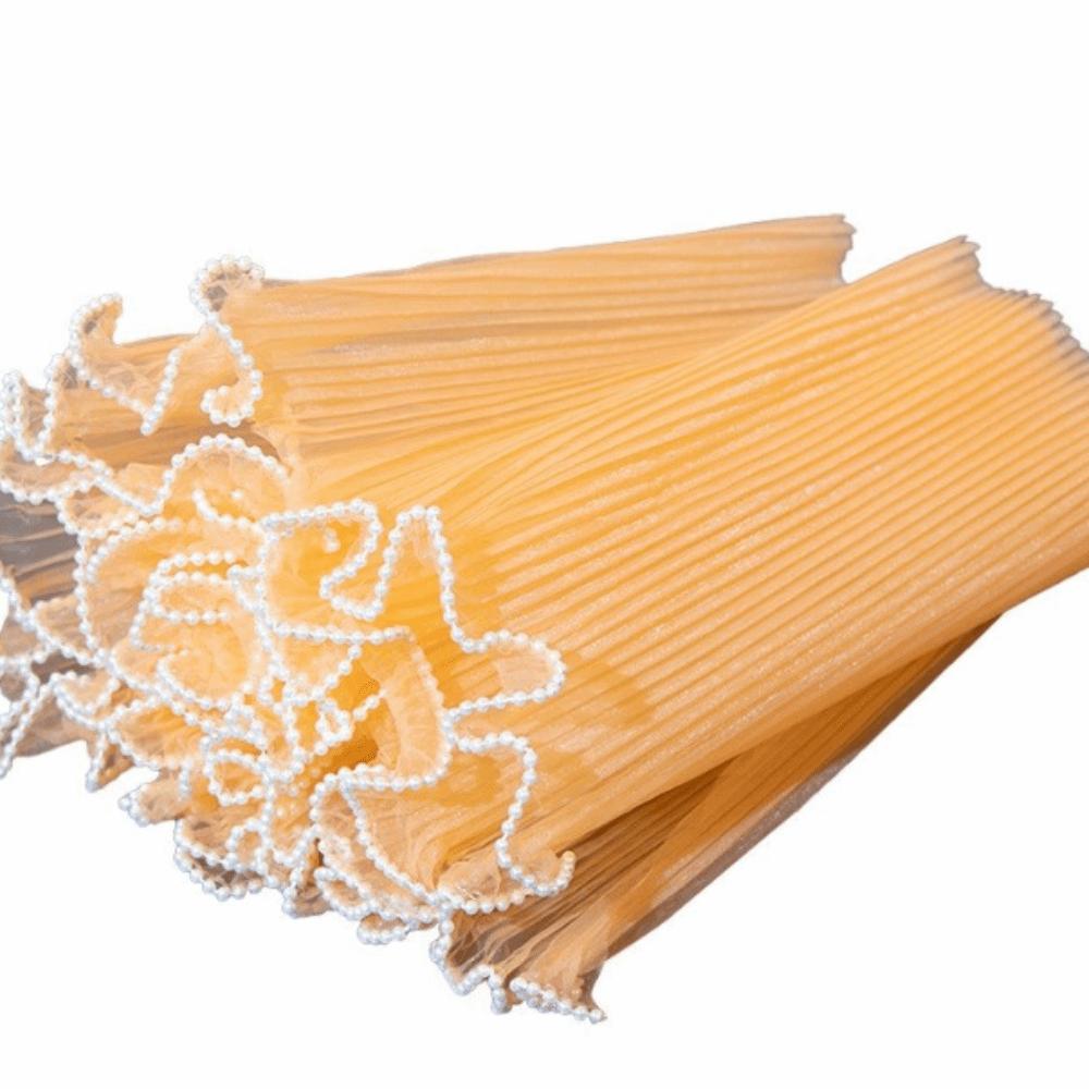 28cmx4Yards Flower Bouquet Wrapping Pearl Wave Yarn Pearl Edges Gift Packaging Supply Lace Mesh Material Bouquet Wrapping Paper