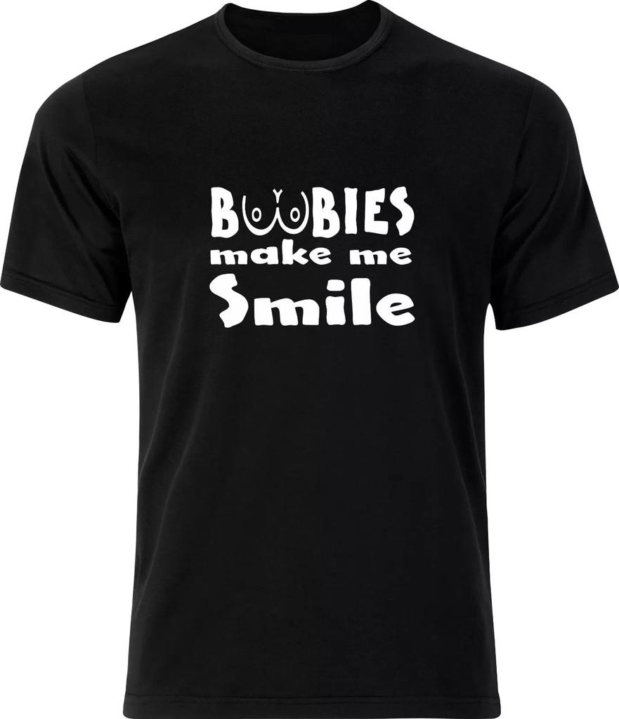 BOOBIES MAKE ME SMILE - Mens Cheeky Funny Slogan T-Shirt Birthday Gift Idea