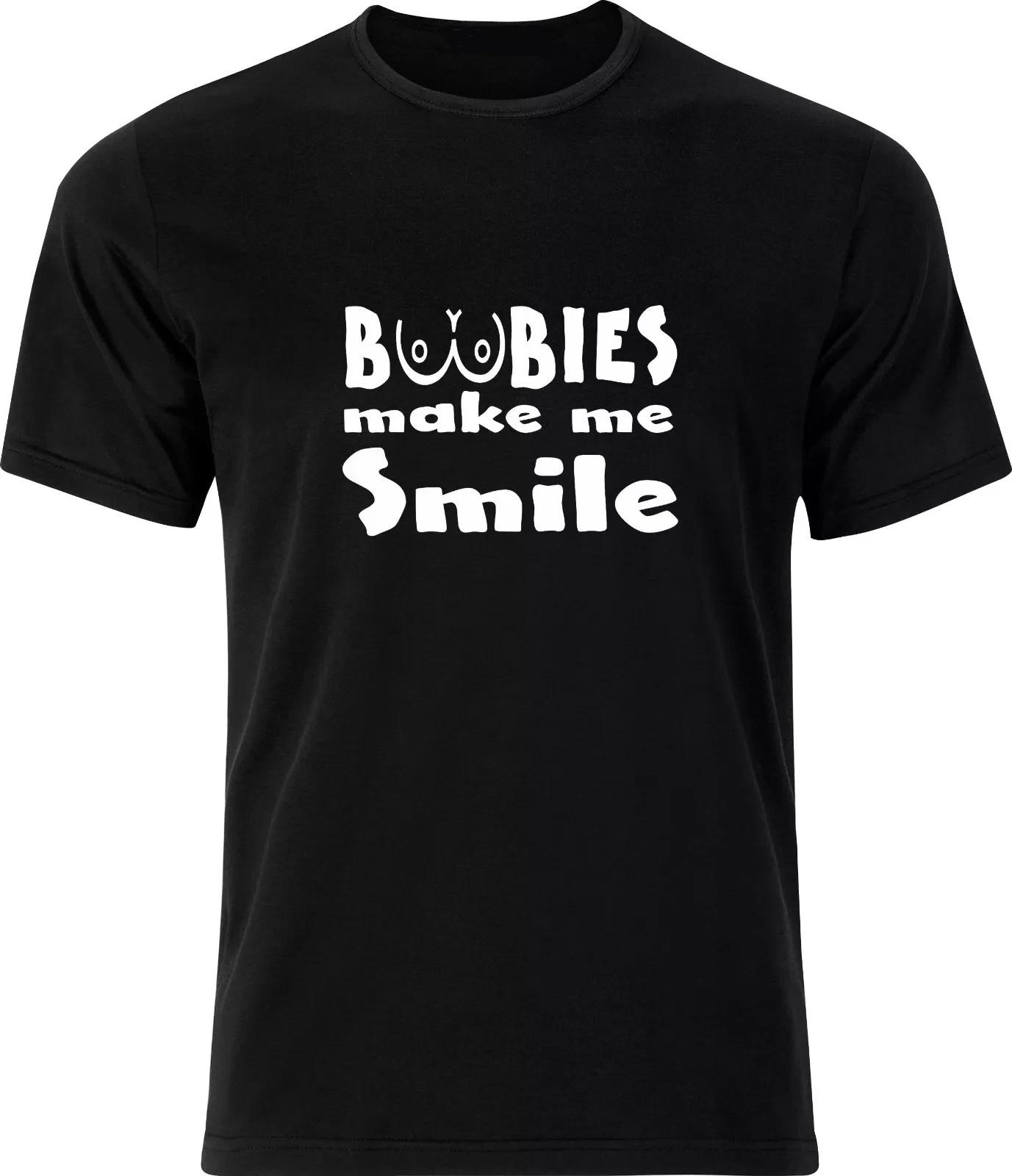 BOOBIES MAKE ME SMILE - Mens Cheeky Funny Slogan T-Shirt Birthday Gift Idea XL