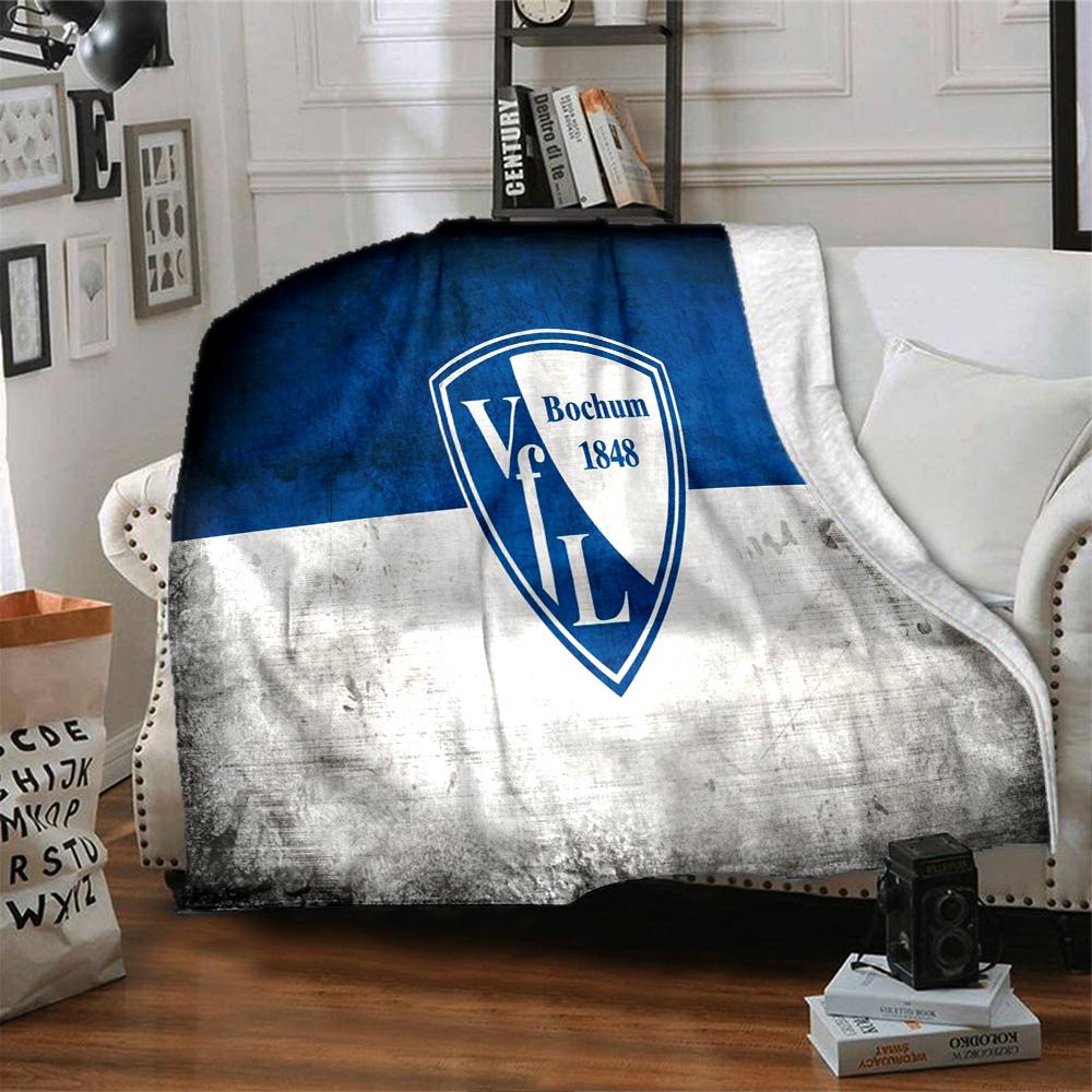 Bochum Crest Flannel Blanket, Soft Polyester, Modern Design, All-Season for Camping, Travel, Gifts for holidays or birthdays