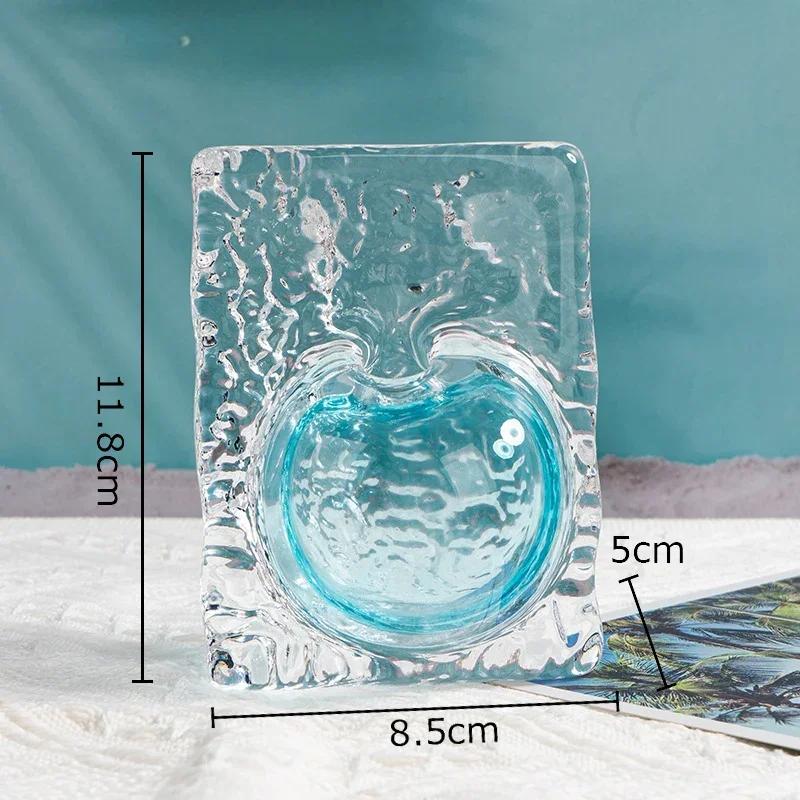 

Transparent Glacier Wrinkles Glass Vase Hydroponic Flower Pots Desk Decoration Flower Arrangement Floral Vases Modern Home Decor синій