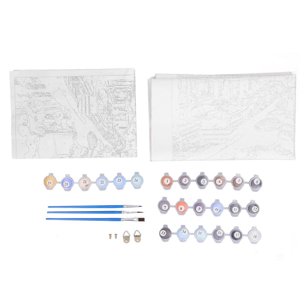 Paint By Number Kit Venetian Night Pattern DIY Canvas Pigment Brushes Oil Painting By Number Set for Adults