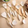 8Piece Silicone Kitchen Utensils Set with Gold Stainless Handles, Heat Resistant Nonstick Cooking Tools
