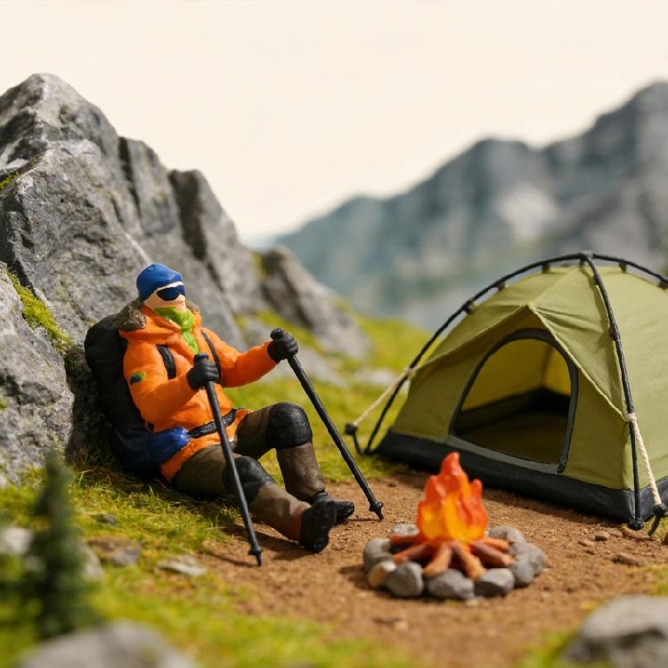 Realistic Hiking People Figure Model 1:64 Scale Hand Painted Miniature Figures for Dioramas Props,Photography Collector