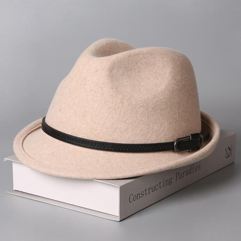 Elegant top hat Merino wool crimped warm winter hat fashionable versatile retro woolen basin hat British