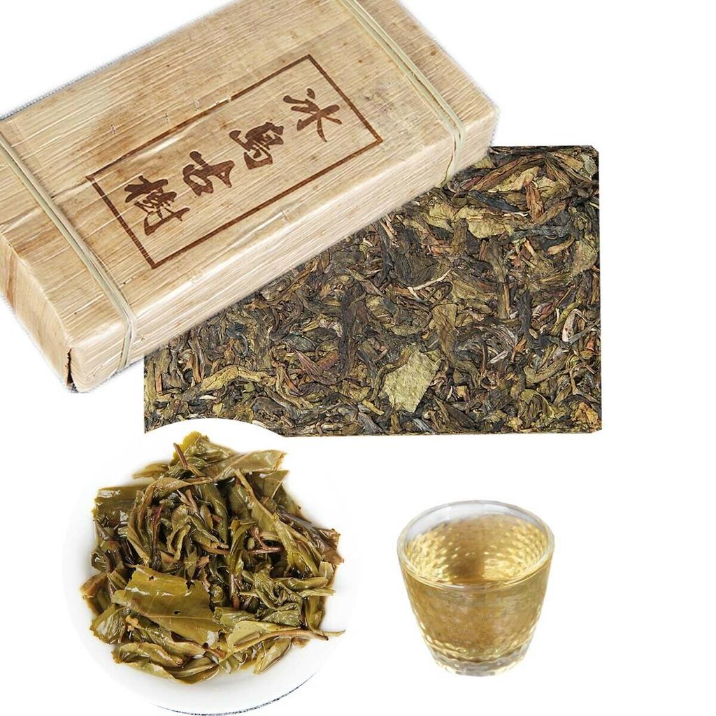 500g Puerh Raw Tea Brick Golden Leaf Bingdao Ancient Tree Candy Sweet Tea Yunnan