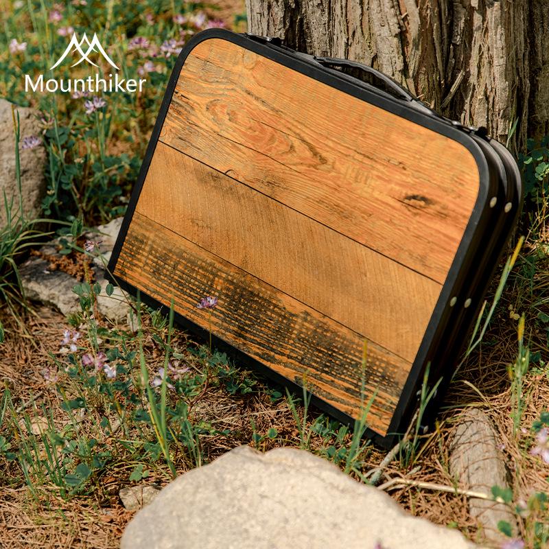 Retro Portable Folding Table for Outdoor Camping and Self-Driving Tours