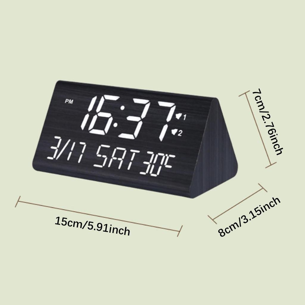 Digital Alarm Clock, Bedroom Alarm Clock, Wooden, Wood Decor