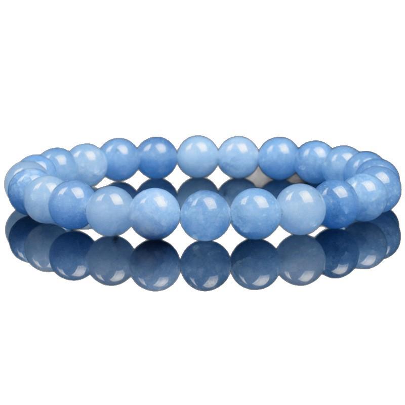 Popular Blue Jade Natural Stone Elastic Beaded Bracelet for Men and Women