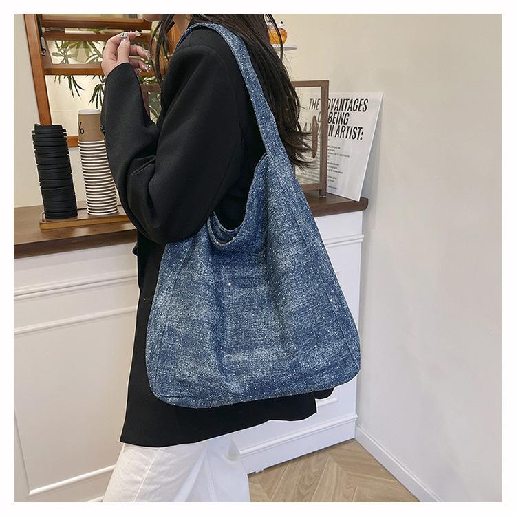 Casual Denim Large-capacity Shoulder Tote Bag Women's New Commuter Handbag Denim Shoulder Bag
