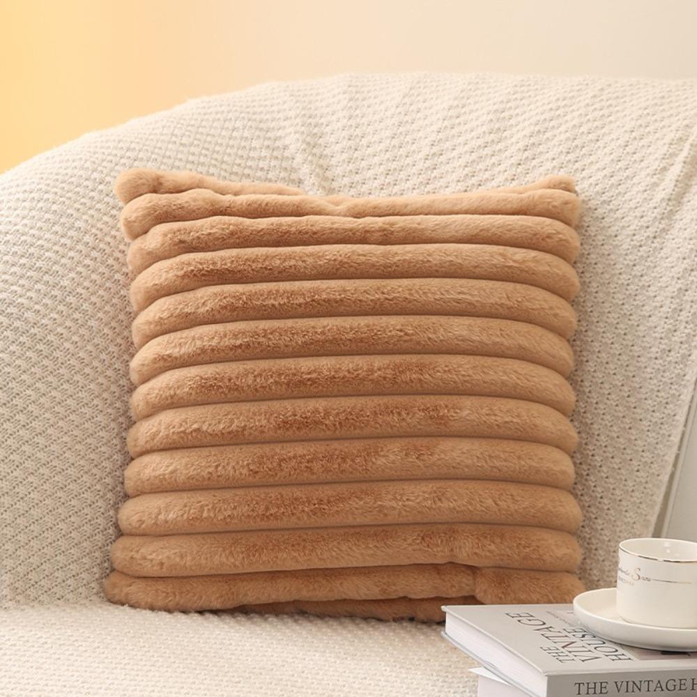 Thick Striped Square Pillow Cushion Cover Soft Plush Pillow Case Protector New Cushion Cover