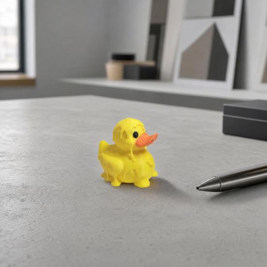 3D Printed Melting Yellow Duck Figurine Cute Funny Desktop Decor Bright Yellow Mini