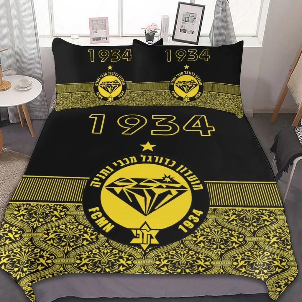 3D-gedrucktes Maccabi Netanya-Bettwäscheset, Bettbezug, Schlafzimmer-Tröster, Einzel-, Zwillings- und Kingsize-Bettbezug, Heimtextilien