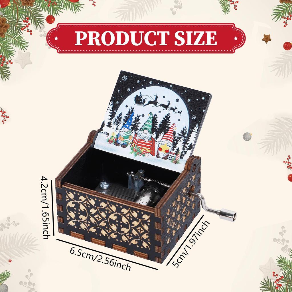 Kerst Muziekdoos Huisdecoraties Gegraveerd Houten Handkruk Cadeau voor
