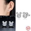 925 Silver Cute Dazzling Mouse Cartoon Stud Earrings For Women Girl Authentic Original Jewelry Gift