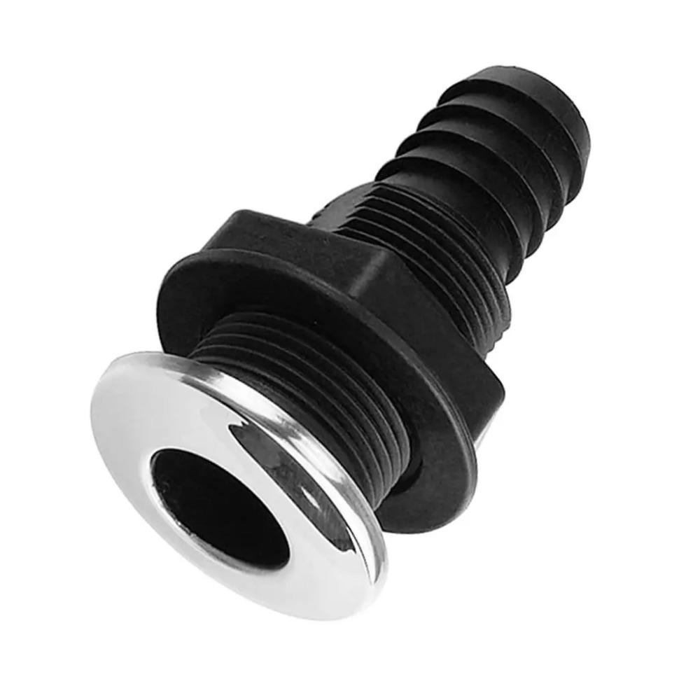 Practical 20 mm Hose Through-hull Hose Connector Black Plastic Thru Hull Fitting Pump Plumbing Fitting for Boat Yacht Drainage